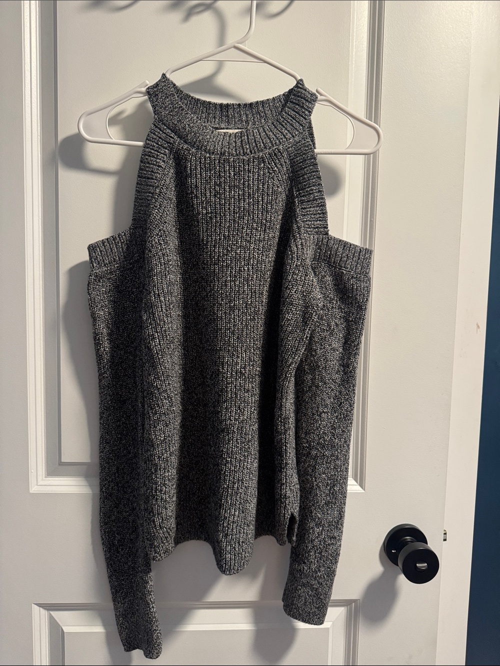 rag & bone Charcoal Cold-Shoulder Ribbed Knit Sweater